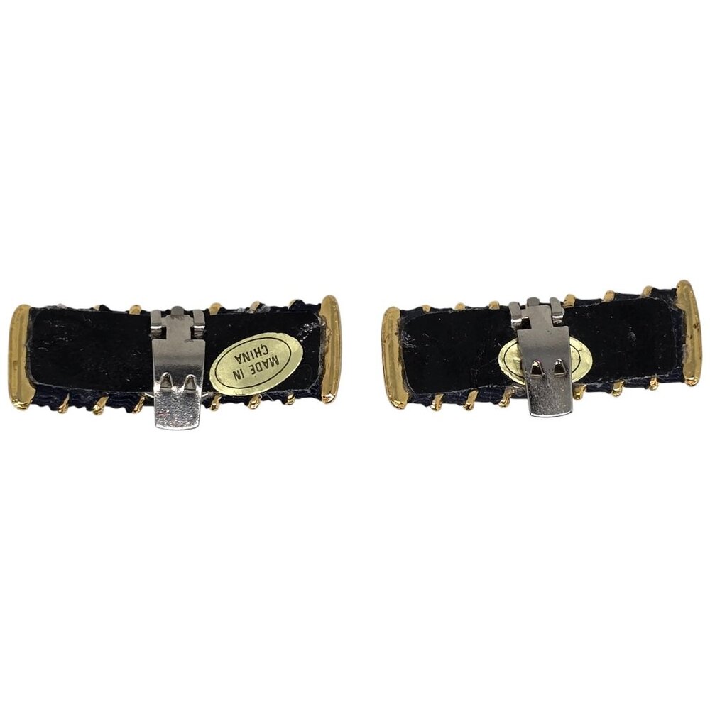 Fashion Black Ribbon Gold Tone Clip-On Earrings - Picture 3 of 3